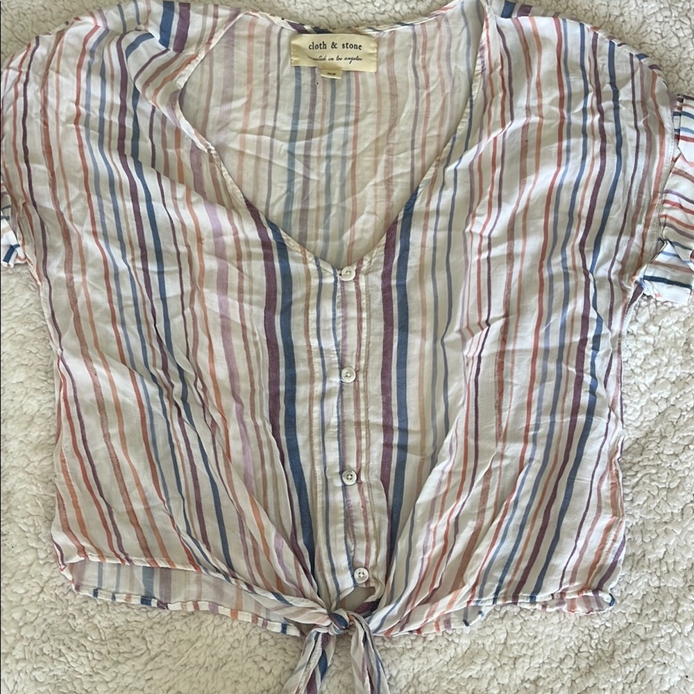 Cloth & Stone Striped Button Down Top